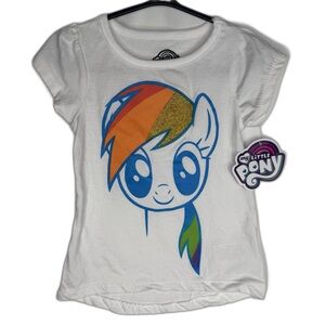 NWT My Little Pony White Tee with Rainbow Design Size 2T‎